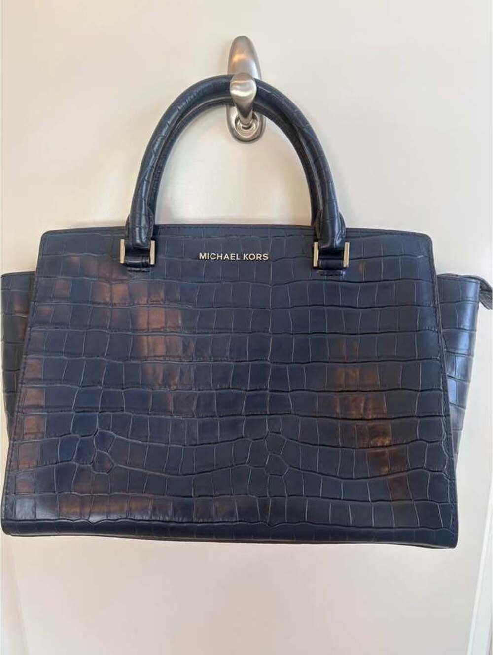 Michael Kors Croc-Embossed Leather Satchel